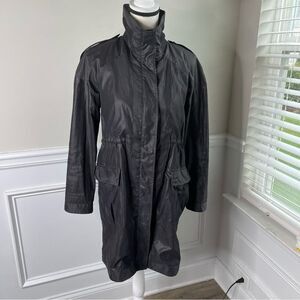 Ali Ro coated black anorak long utility jacket size 4 quiet luxury‎ minimalist